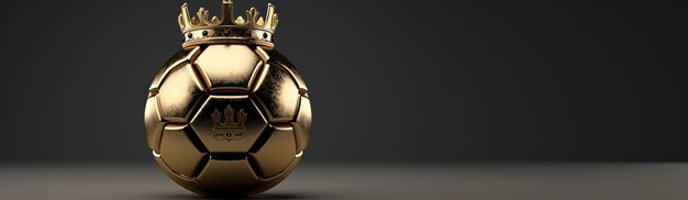 Balón de fútbol dorado con corona con espacio para texto IA generativa