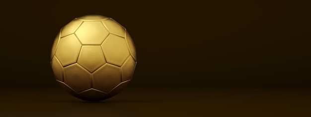 Balón de fútbol dorado panorámico