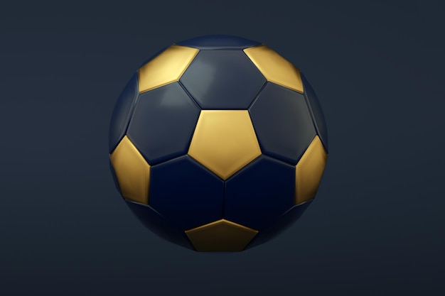 Balón de fútbol dorado render 3d