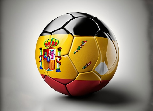 Foto balón de fútbol de españa con la bandera de áfrica aislada