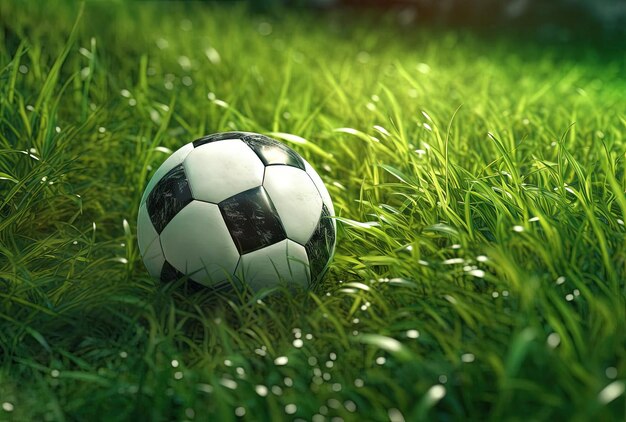 un balón de fútbol está encima de la hierba