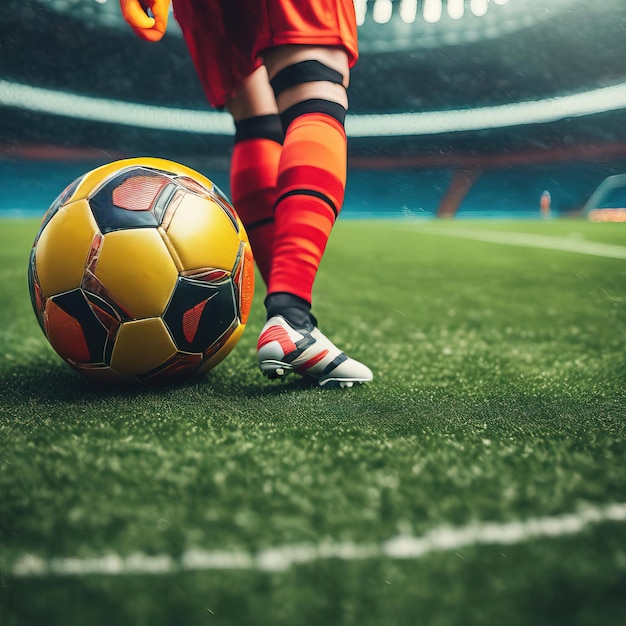 balón de fútbol en el estadio de fútbol