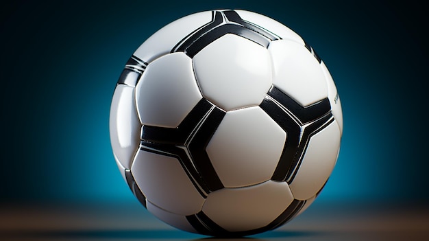 balón de fútbol en fondo azul y negro