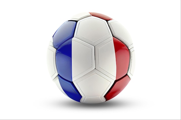 Balón de fútbol francia imagen 3d bandera nacional francesa en el balón aislar sobre un fondo blanco copa ganar