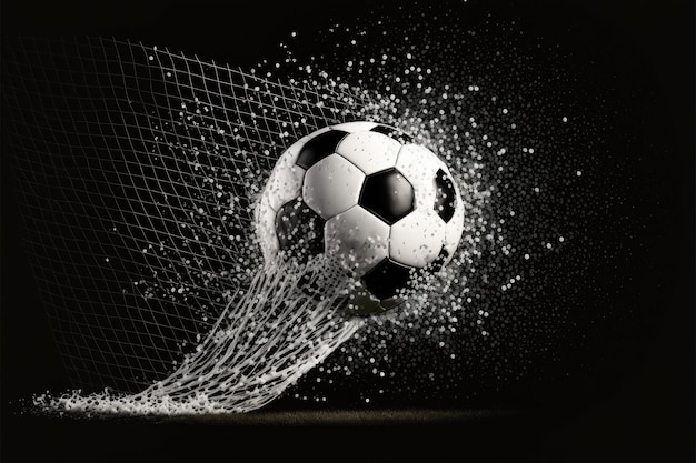 Balón de fútbol golpea la red de la portería Hecho por AIInteligencia artificial