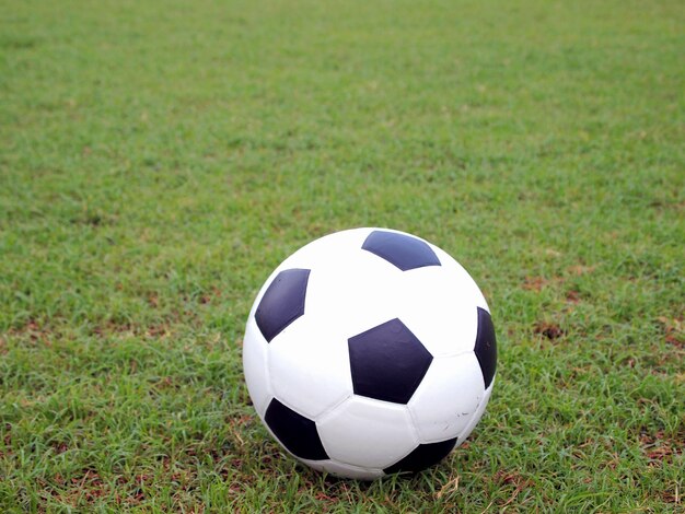 balón de fútbol en la hierba verde
