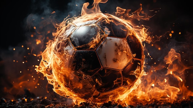 Balón de fútbol en llamas