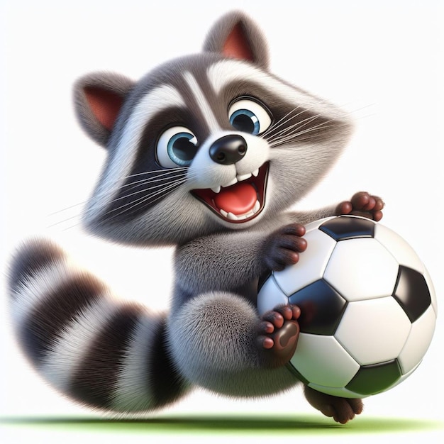 Foto balón de fútbol para niños, mascota deportiva, mapaches, pelota de fútbol