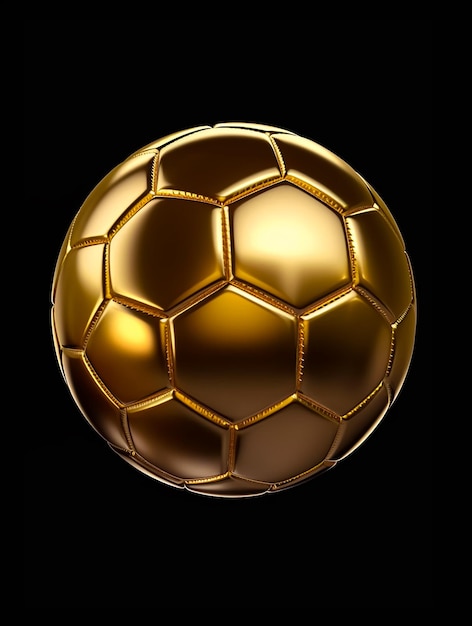 Un balón de fútbol de oro sobre un fondo negro