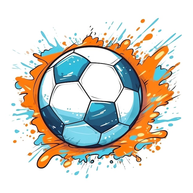 Foto balón de fútbol profesional equipo deportivo ilustración cuadrada de dibujos animados
