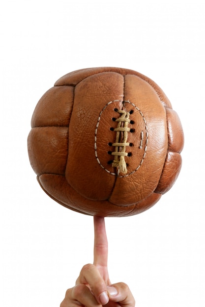 Balón de fútbol vintage retro marrón cuero