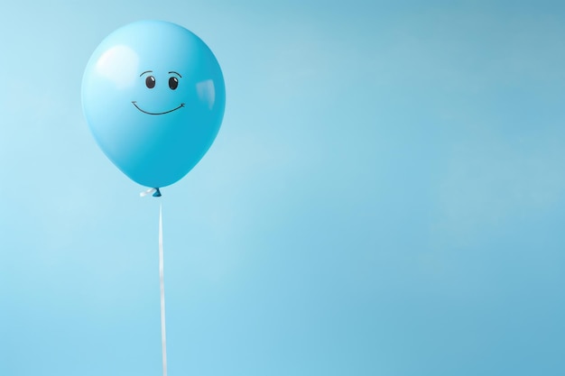 Balón para el Lunes Azul en fondo pastel con espacio de copia