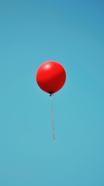 Balón rojo flotando en el aire con una cuerda