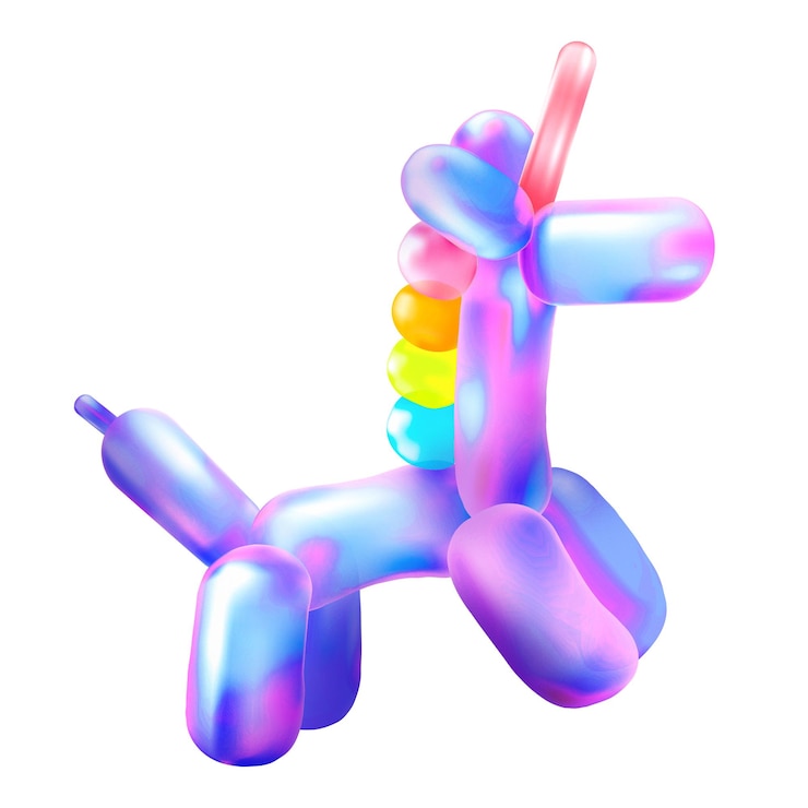 Foto balón de unicornio con fondo transparente en 3d