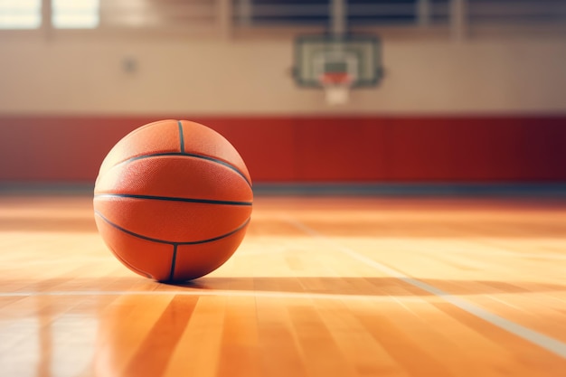 Baloncesto en la cancha de baloncesto con espacio para texto Concepto de deporte y estilo de vida saludable