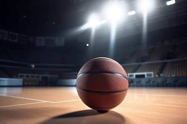 Baloncesto en la cancha en un estadio deportivo