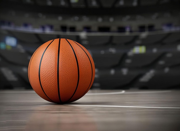 Baloncesto en la cancha con gradas al fondo