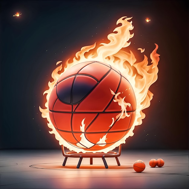 Baloncesto con llama de fuego