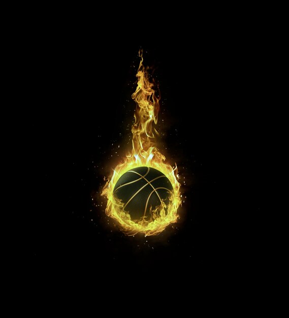 Baloncesto negro de color amarillo dorado en fondo negro