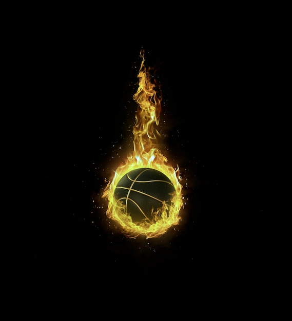 Baloncesto negro de color amarillo dorado en fondo negro