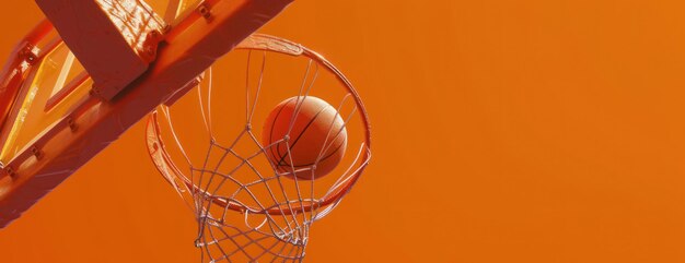 Foto baloncesto swish uma bola de basquete passando por um aro