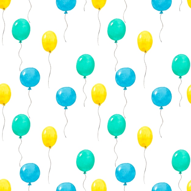 Balones de acuarela con patrón sin costuras Ilustración pintada a mano Impresión artística para las vacaciones de bodas