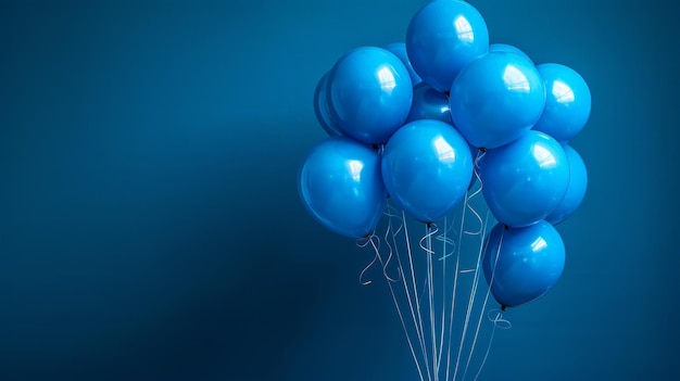 Balones azules flotando en el aire