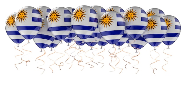 Balones con la bandera uruguaya en 3D