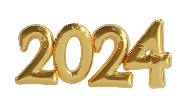 Balones de color de papel dorado para el año 2024