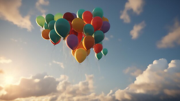 Balones de colores en el cielo