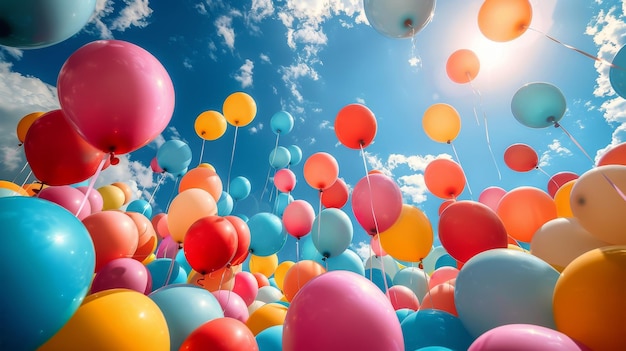 Balones de colores flotando en el aire