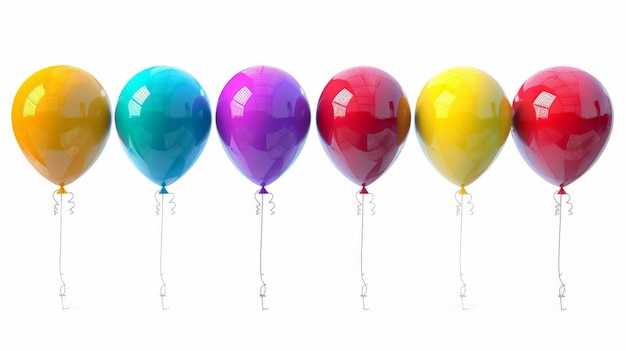 Balones de colores en un fondo blanco aislado