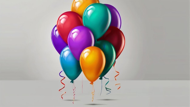 Foto balones de colores sobre un fondo gris