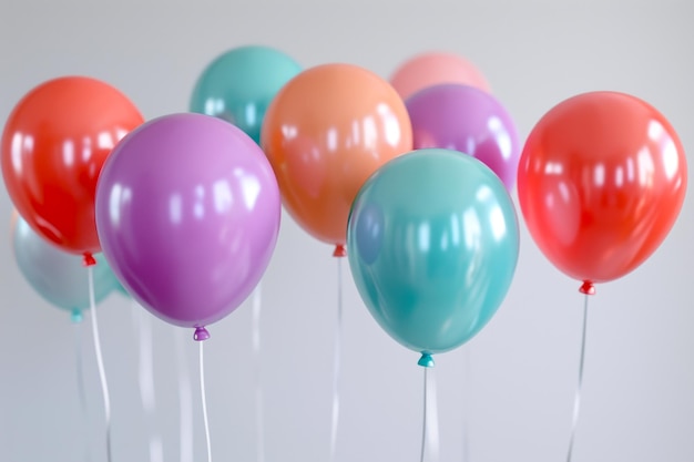 Balones de colores sobre un fondo neutral