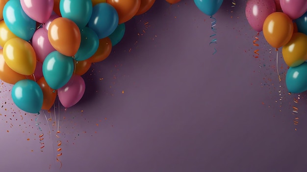 Balones Diseño de fondo Celebración de cumpleaños Diseño de tarjetas de felicitación Espacio de copia