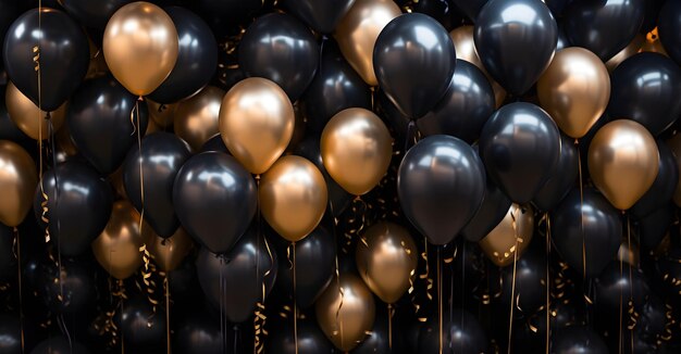 Balones dorados y negros Bandera para el Viernes Negro