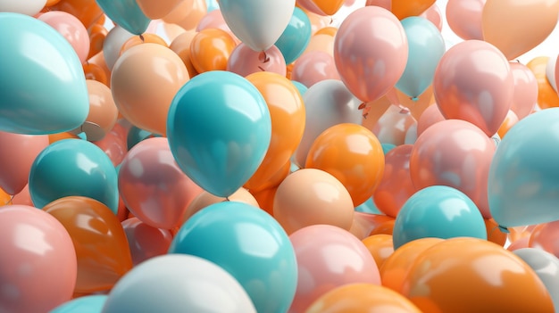 Balones de fiesta de género en colores neutrales en un simple fondo generado por la IA