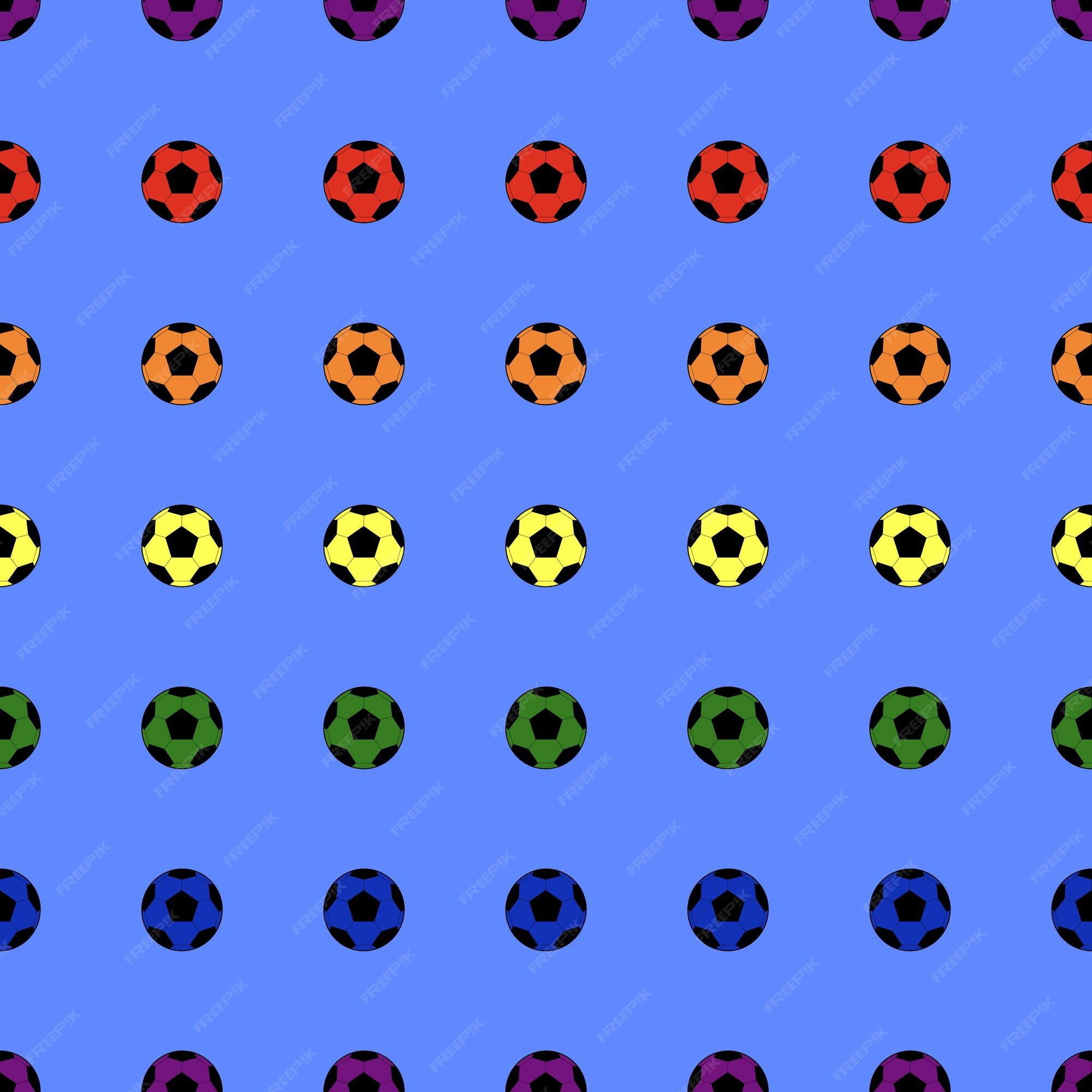 Balones de fútbol en colores del arco iris sobre un fondo azul patrón sin costuras fondo de pantalla de fútbol divertido. | Foto Premium Balones de fútbol en colores del arco iris sobre un fondo azul patrón sin costuras fondo de pantalla de fútbol divertido. | Foto Premium