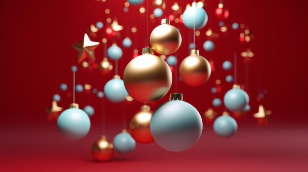 Foto balones de navidad decoraciones de árboles de navidad muticolor balones de navidad en estilo de diseño moderno