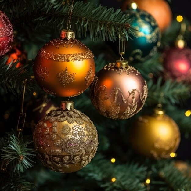 Foto balones de navidad de primer plano decoraciones de navidad tradición de año nuevo