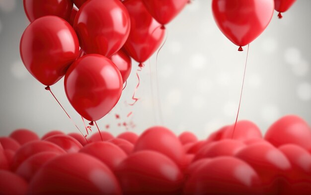 Balones rojos sobre un fondo blanco