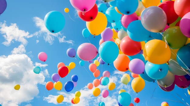 Balones de todas las formas y tamaños flotan por el aire cautivando la atención de los niños con