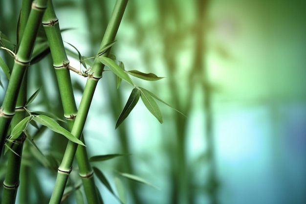 Bamboo stems em fundo desfocado AI generativa