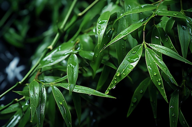 El bambú verde se mece con el viento generativo de IA