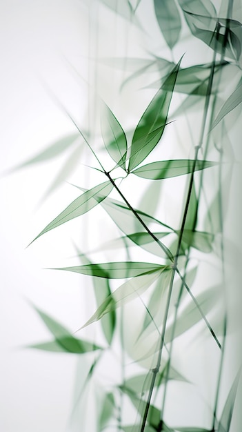 Bambú verde suave sobre blanco para su diseño y papel tapiz