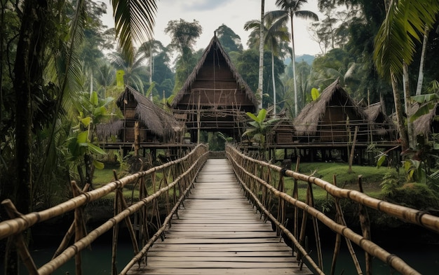 Bambusbrücke der Sarawak-Tradition