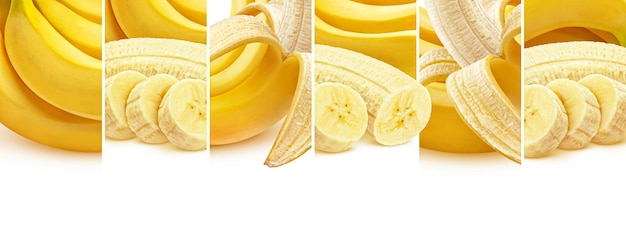 Banana banner bananas isoladas em fundo branco