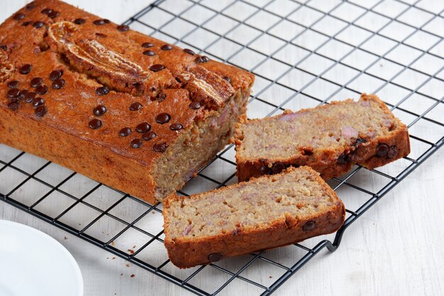 banana brea Pan o tarta casera de plátano saludable