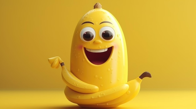 Banana com um sorriso no rosto