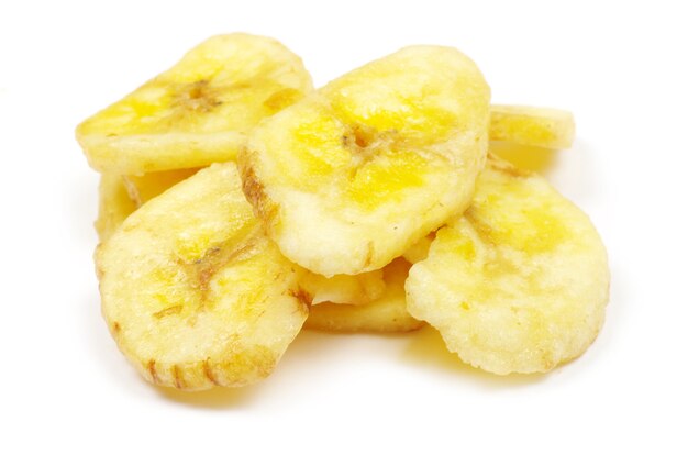 Banana de frutas secas isolada em um fundo branco